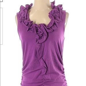 CAbi eggplant/purple ruffle sleeveless top women’s size Medium